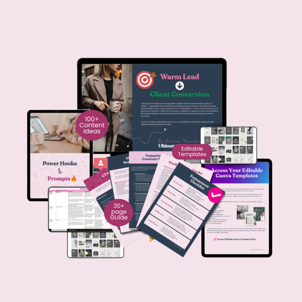 Overview of social media content kit including pages from the content.